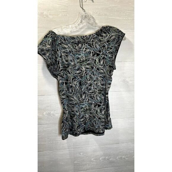 LOFT Women's Cap Sleeve Blouse‎ Pleat Neck Top - Picture 4 of 6